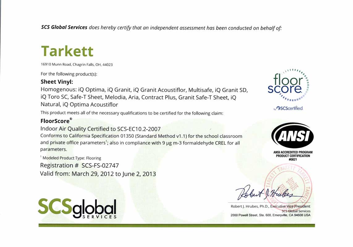 得嘉Floorcore認證有助于獲得LEED